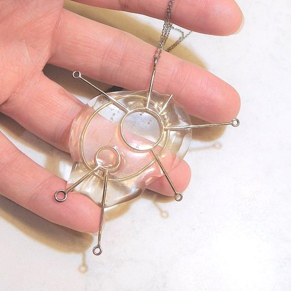 Unique Abstract Microbe Sterling Silver Necklace - Picture 2 of 4